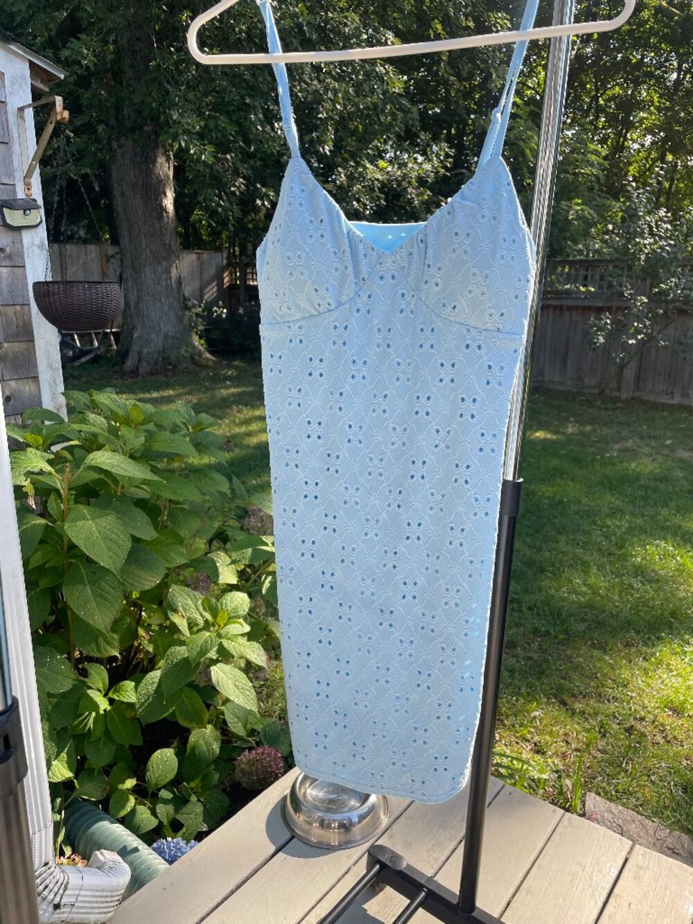 Light Blue Eyelet Mini Dress, Size S